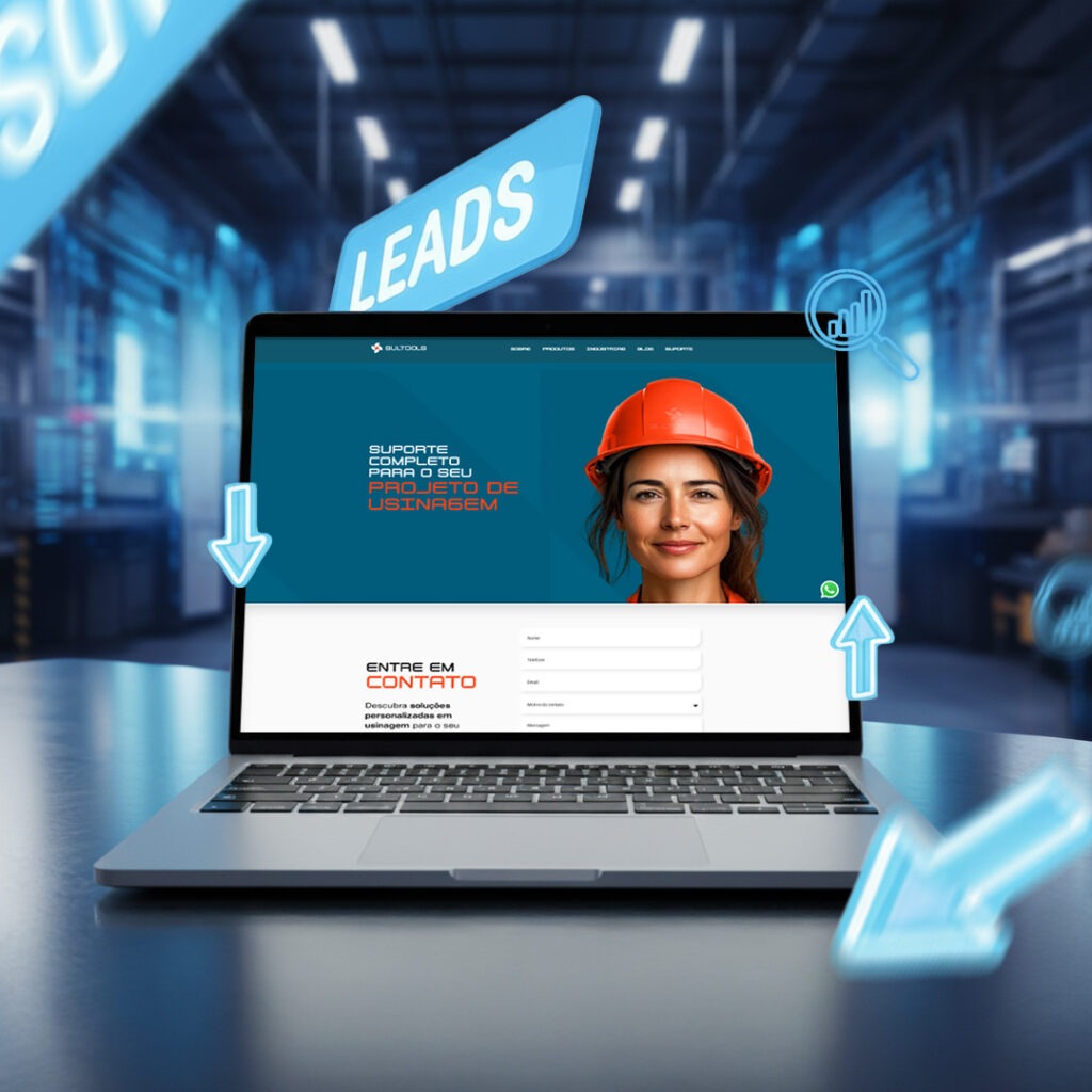 SEO para indústria, na imagem se vê a tela de um notebook onde se pode acessar o site da Sultools.
